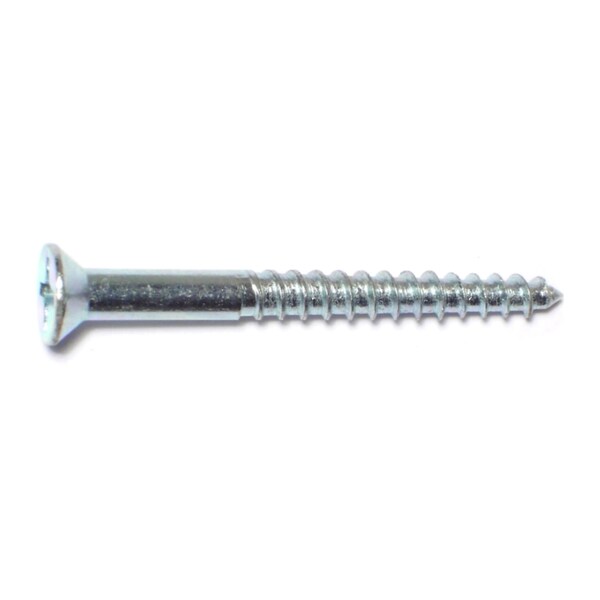 Midwest Fastener Wood Screw, #10, 2 in, Zinc Plated Steel Flat Head Phillips Drive, 100 PK 02582 - main